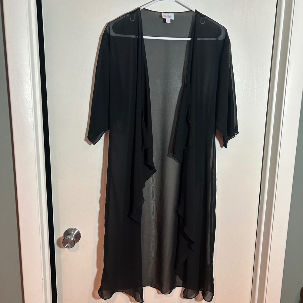 LuLaRoe Black Sheer‎ Duster Cardigan Lightweight Cover Up Small S
